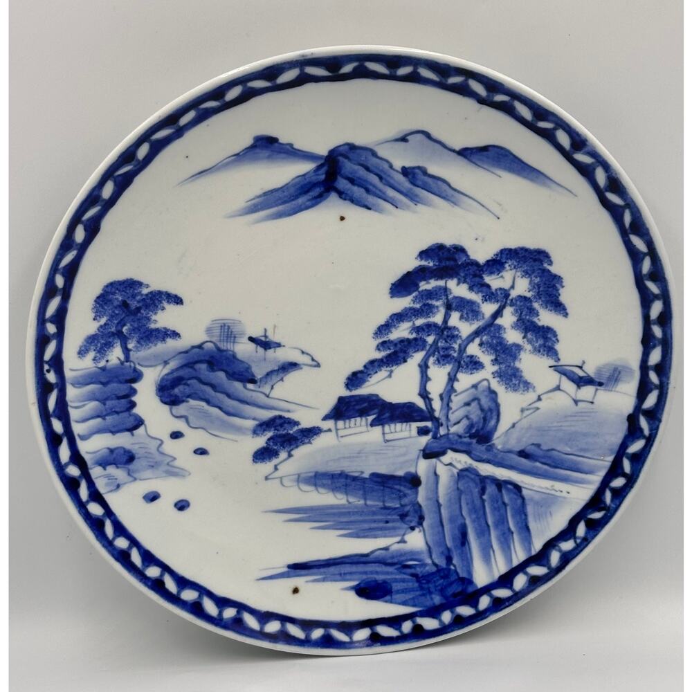 Imari Japanese Meiji Period Blue & White Ceramic Porcelain Charger Plate